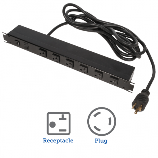 20A Power Strip, Front Outlets, 15ft Cord	