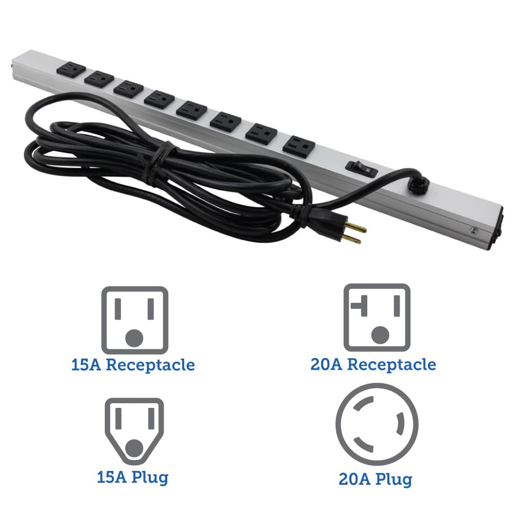 15A Horizontal Power Strip, Right Angle Rear Outlet, 6ft Cord (desktop image) 15A Horizontal Power Strip, Right Angle Rear Outlet, 6ft Cord (desktop image)
