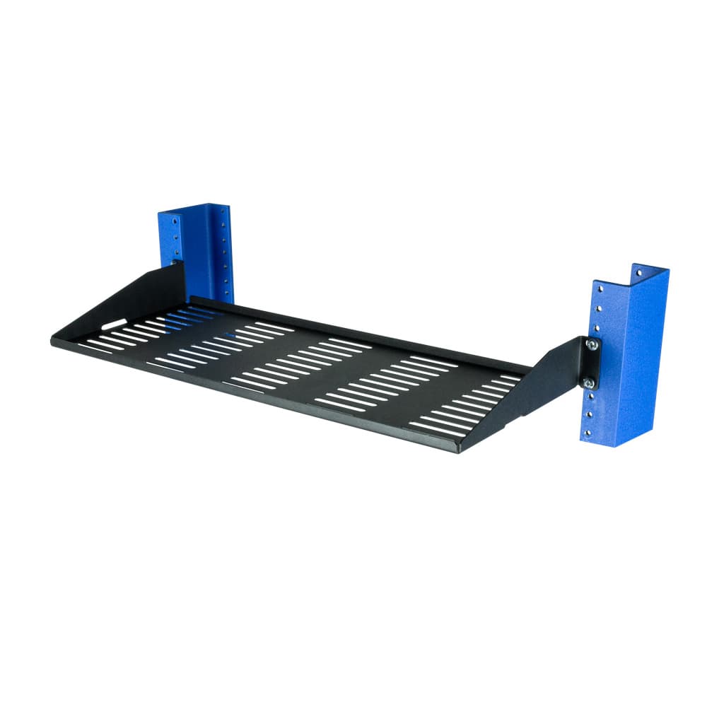 1U 2 Post Rack Shelf - 7" Vented, Flanges Up