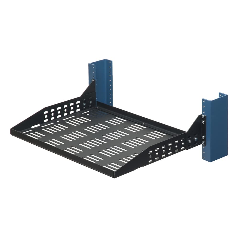 2U Configurable 2 Post Rack Shelf, Vented 13" 2U Configurable 2 Post Rack Shelf, Vented 13"